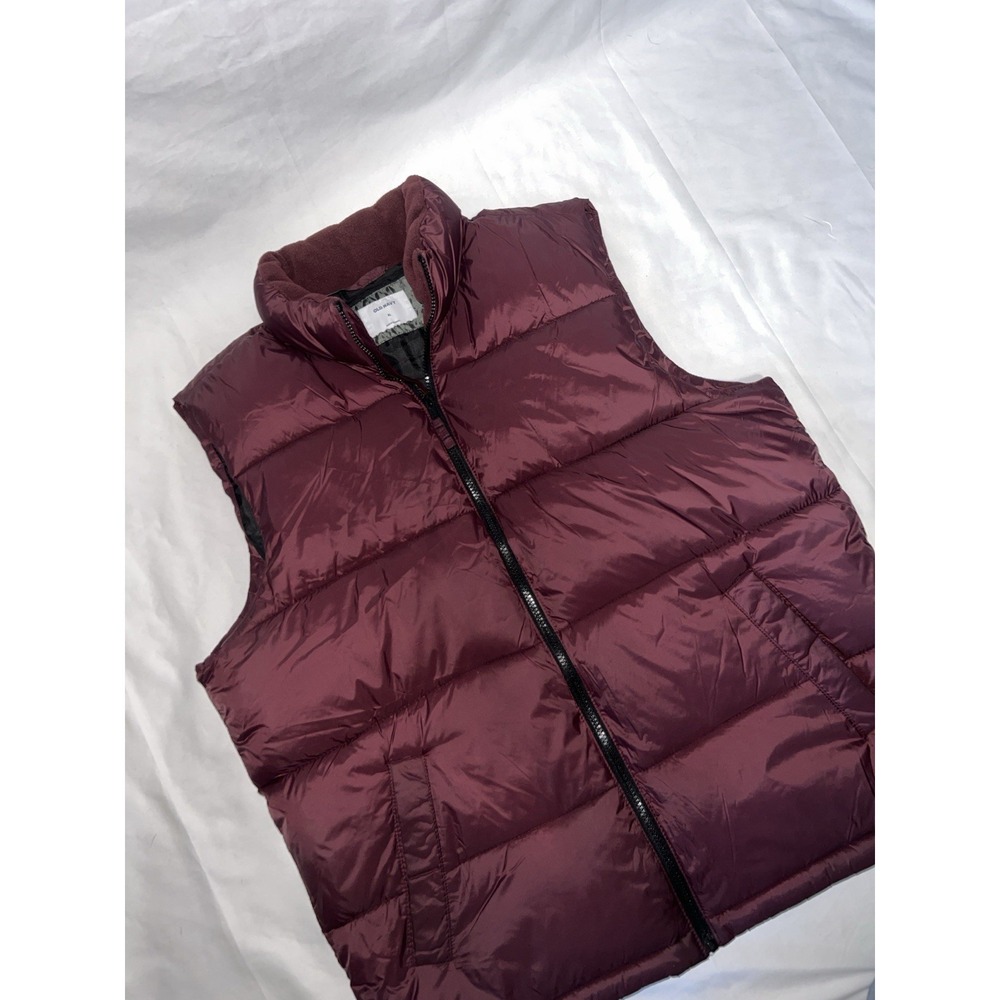 Old Navy Men's Maroon Full Zip Puffer Vest Fleece Lining, Pockets, Size XL